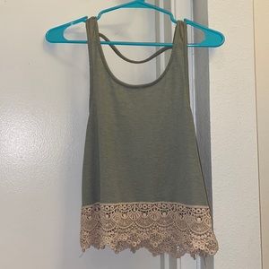 Green & Creme Tank Top Size S